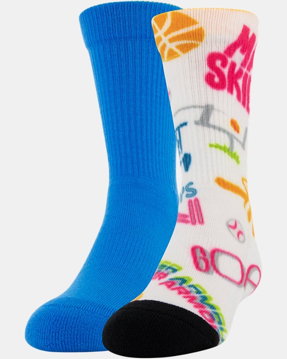 Kids' UA Mix – 2-Pack Socks, White, pdpMainDesktop image number 0